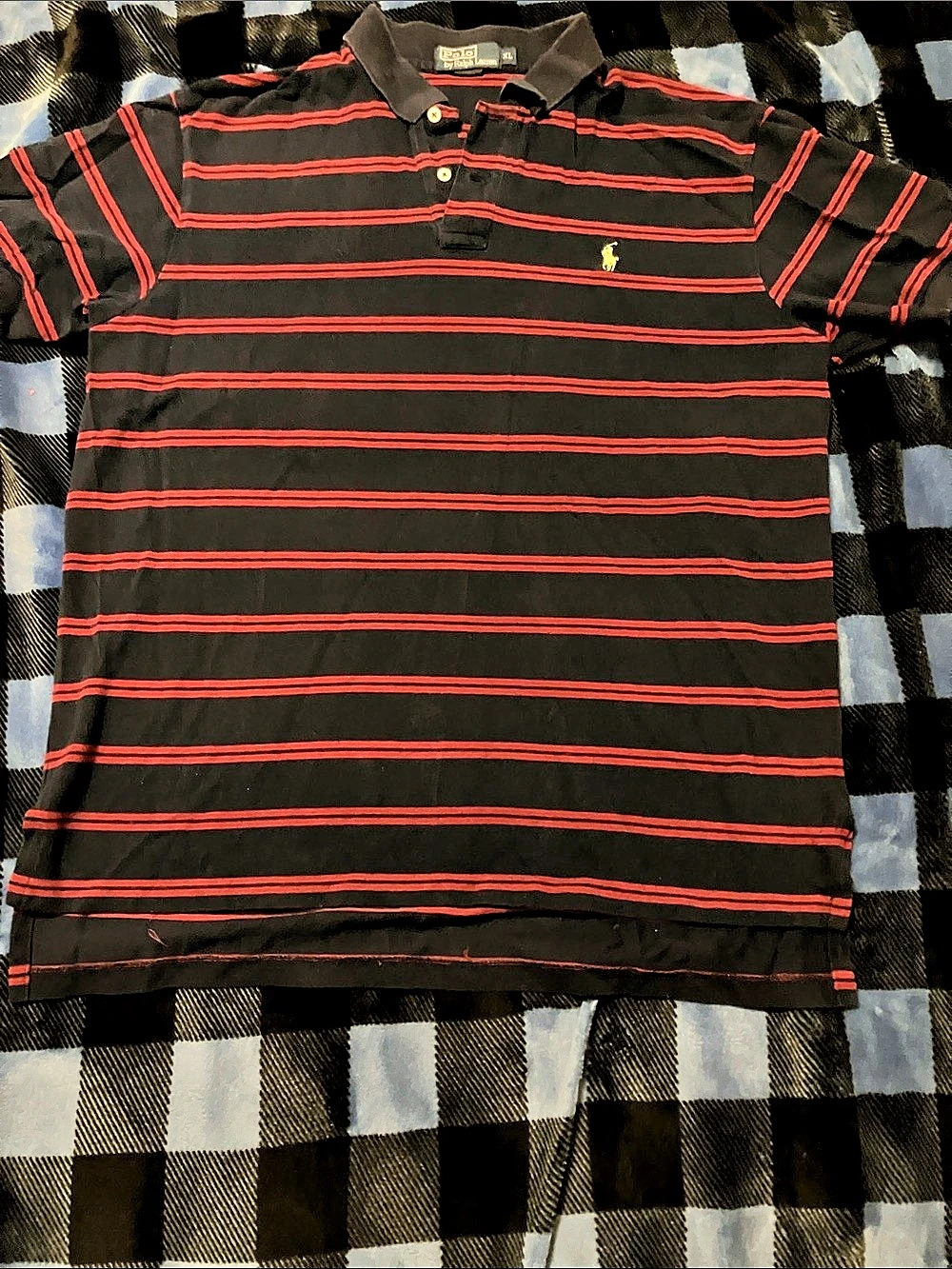 Polo Ralph Lauren Striped Polo in Black & Red Size XL
